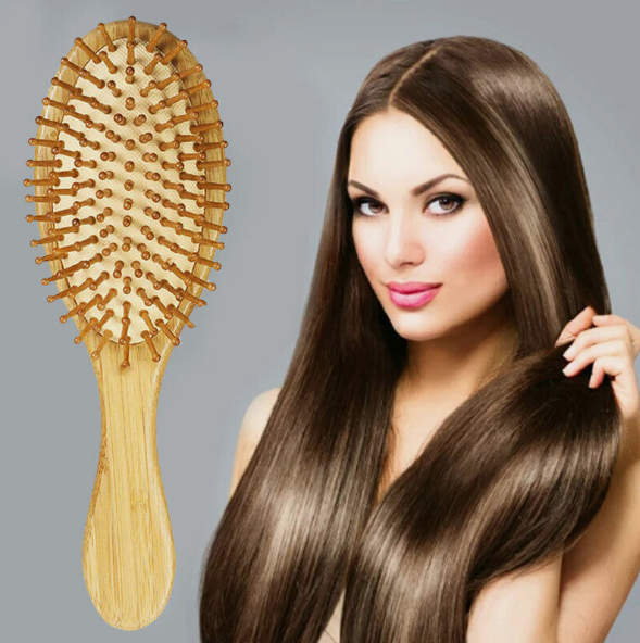 1Pack Organic Bamboo Wooden Hair Brush Massage Comb Scalp Air Cushion Comb