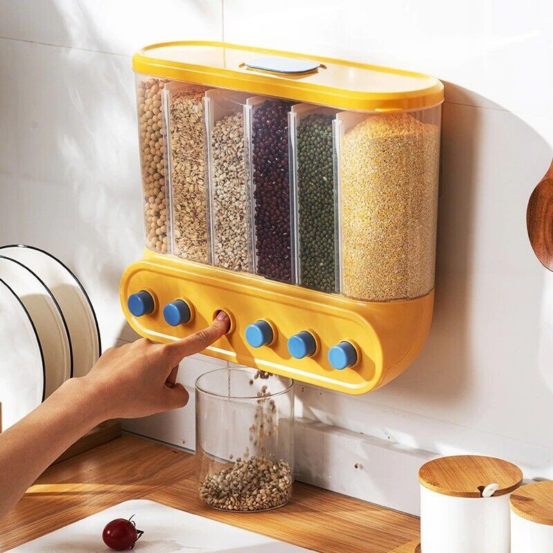 Food Grains Storage Tank Sealed Moisture Proof Buckets Wall Mounted Organizer