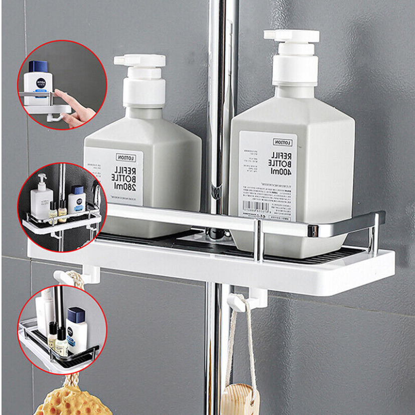 Bathroom Pole Shower Storage Rack Holder Bath Organizer Shelf Shampoo Tray Stand