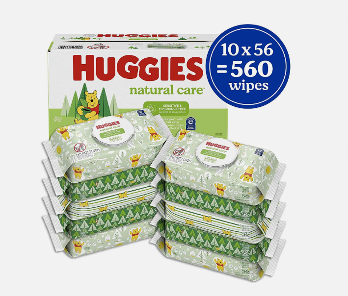 Huggies Natural Care Sensitive Baby Wipes Unscented, 10 FlipTop Packs -560 Wipes