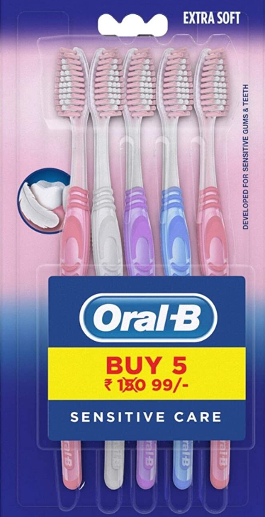 Oral B Sensitive Care Toothbrush, Extra Soft (Pack of 5)